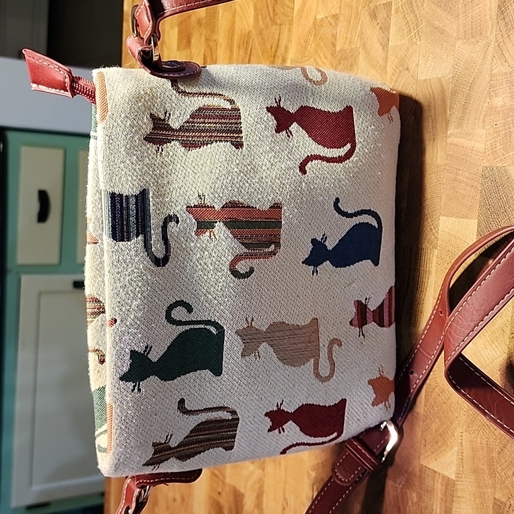 Cat canvas crossbody bag purse